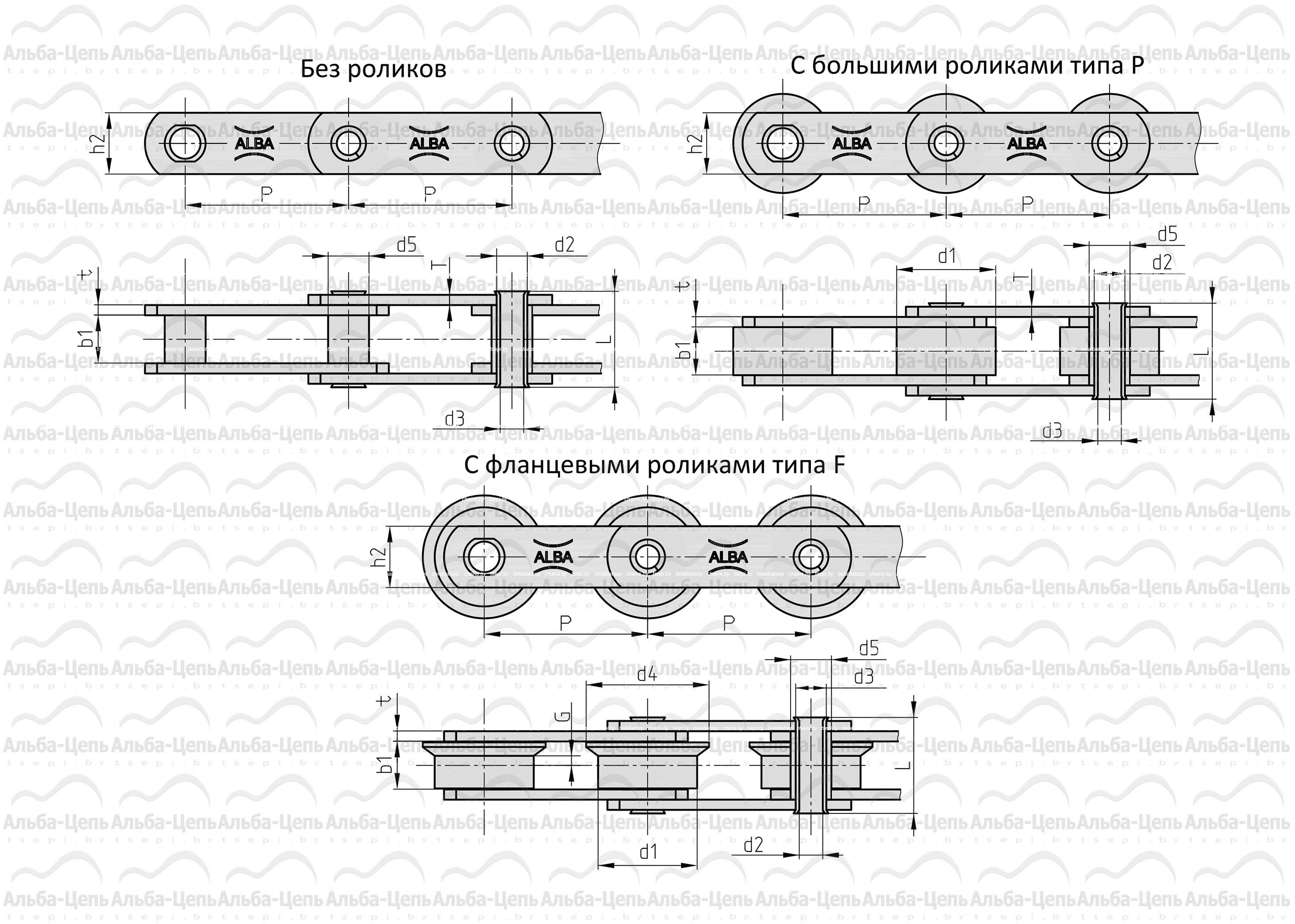 Дюймовые тяговые пластинчатые цепи с полыми валиками. Серия ZC.